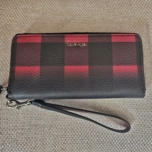 Calvin Klein wristlet wallet- Red & Black plaid